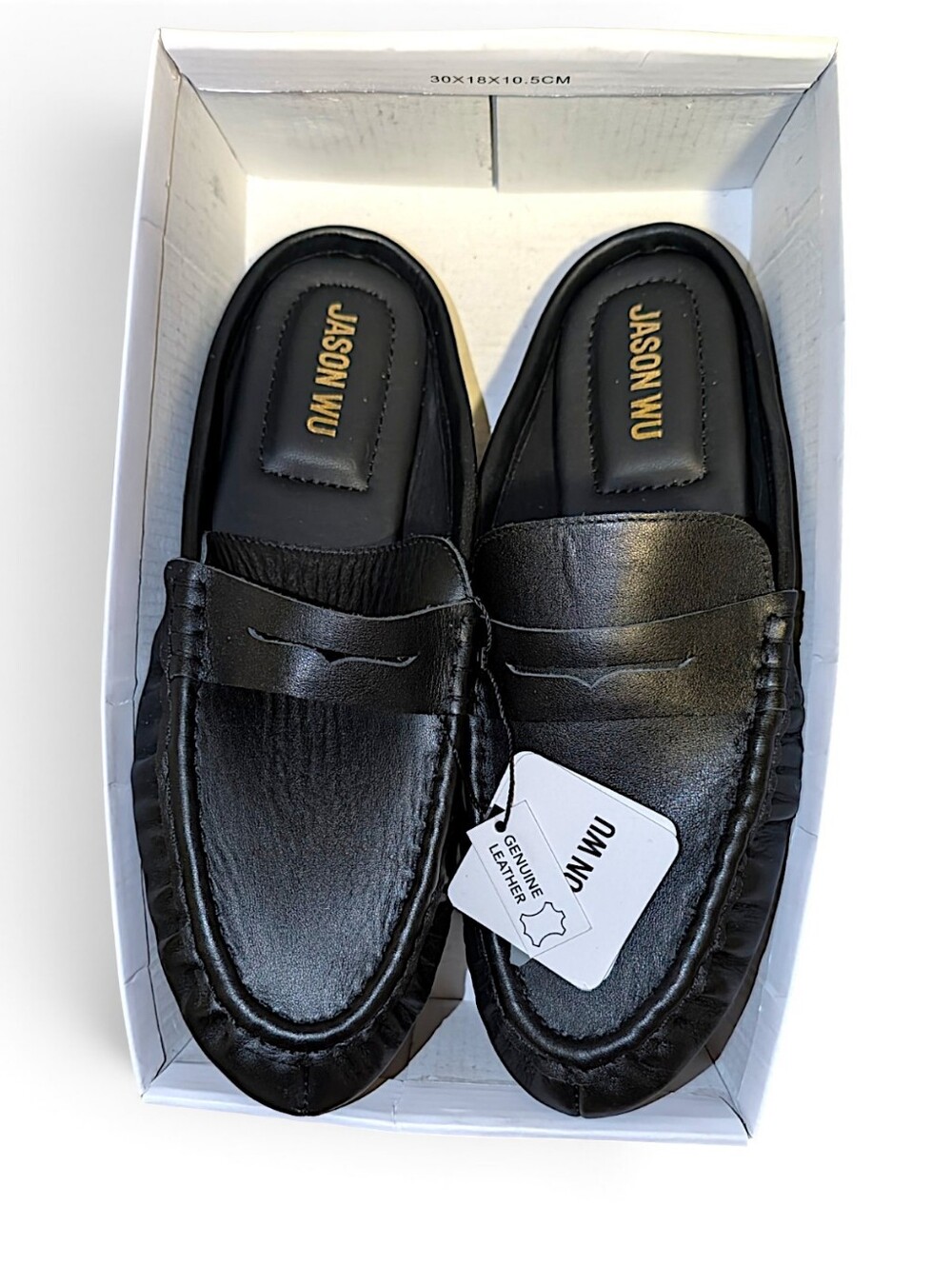 Jason Wu Luxury Designer Black Leather Loafer Mules Slides Womans Size 9 NWT